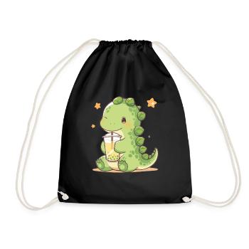 Kawaii Dinosaure Boissons Boba Bubble Tea Chibi - Sac de sport léger - noir - Devant
