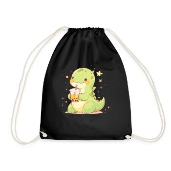 Kawaii Dinosaure Boissons Boba Bubble Tea Chibi - Sac de sport léger - noir - Devant