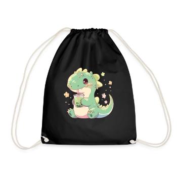 Kawaii Dinosaure Boissons Boba Bubble Tea Chibi - Sac de sport léger - noir - Devant