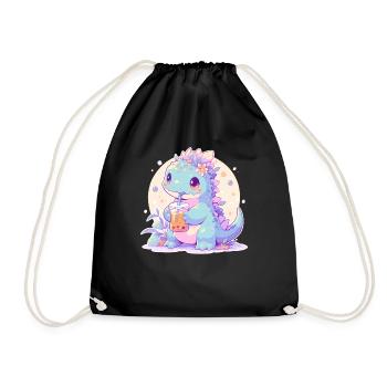 Kawaii Dinosaure Boissons Boba Bubble Tea Chibi - Sac de sport léger - noir - Devant