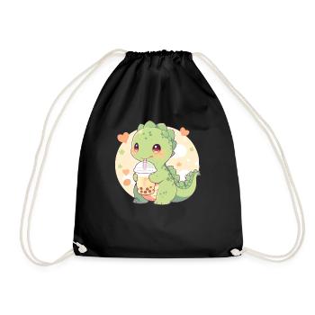 Kawaii Dinosaure Boissons Boba Bubble Tea Chibi - Sac de sport léger - noir - Devant