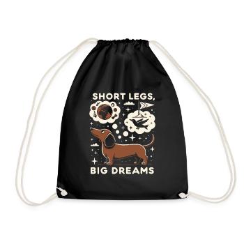 Short Legs, Big Dreams – Dreamy Dachshund Des - Drawstring Bag - black - Front