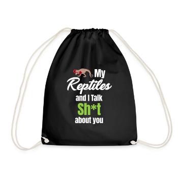 My reptilians and I talk shit about you - Drawstring Bag - black - Front