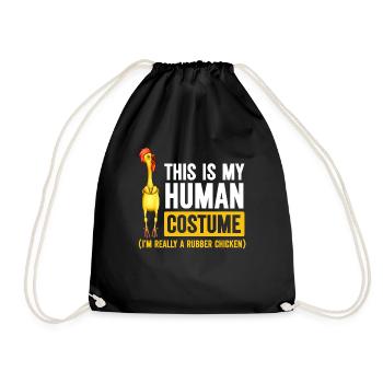 Rubber Chicken Costume Toy Rubber Chicken - Drawstring Bag - black - Front