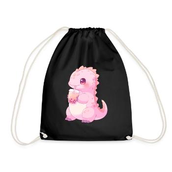 Kawaii Dinosaure Boissons Boba Bubble Tea Chibi - Sac de sport léger - noir - Devant