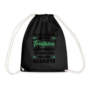 Triathlon Lustiger Spruch für Mann & Frau - Turnbeutel - Schwarz - Vorne