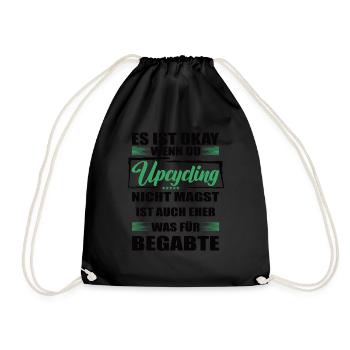 Upcycling Lustiger Spruch für Mann & Frau - Turnbeutel - Schwarz - Vorne