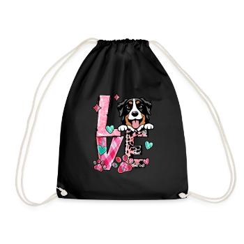 Berner Hund Ich liebe meinen Hund Valentinstag - Turnbeutel - Schwarz - Vorne