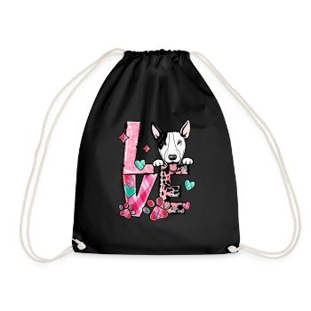 Bullterrier Hund Ich liebe meinen Hund Valentinstag - Turnbeutel - Schwarz - Vorne