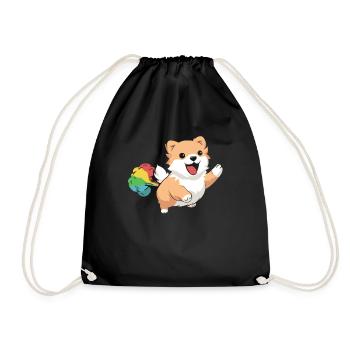 Papillon Funny Rainbow Fart - Drawstring Bag - black - Front