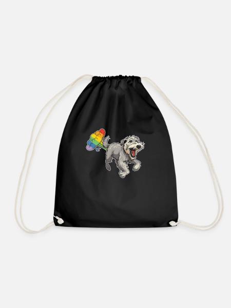 Irischer Wolfshund Regenbogen Regenbogenfurz - Turnbeutel - Schwarz