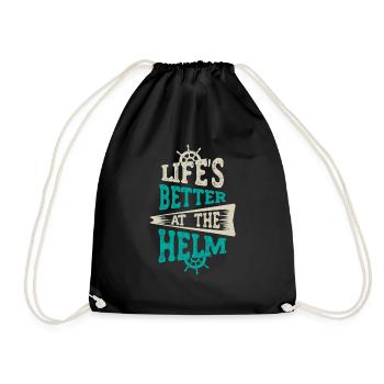 Boat Captain Funny Boat Sailing Lake Boater - Drawstring Bag - black - Front