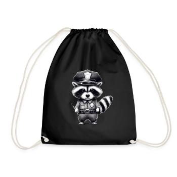 Officer Waschbär - Polizei - Turnbeutel - Schwarz - Vorne