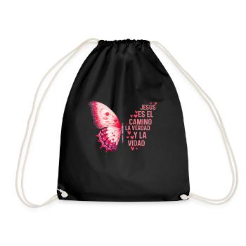 Camiseta Cristiana Para Mujer En Espanol Spanish - Drawstring Bag - black - Front