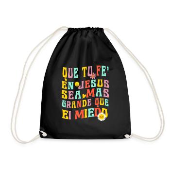 Camiseta Cristiana Para Mujer En Espanol Spanish - Drawstring Bag - black - Front