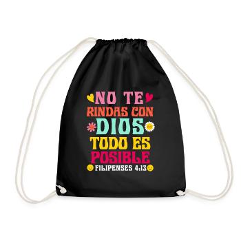 Camiseta Cristiana Para Mujer En Espanol Spanish - Drawstring Bag - black - Front