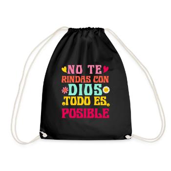 Camiseta Cristiana Para Mujer En Espanol Spanish - Drawstring Bag - black - Front