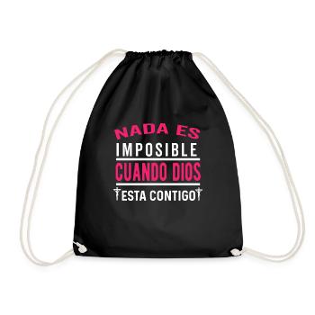 Camiseta Cristiana Para Mujer En Espanol Spanish - Drawstring Bag - black - Front