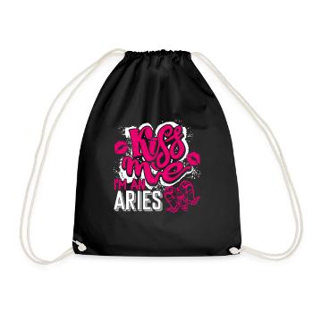 Aries Kiss Me I'm An Aries - Drawstring Bag - black - Front