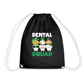 Dental Squad Tooth Cute Gnome Saint Patricks - Drawstring Bag - black - Front