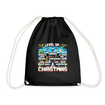 Level Up This Christmas Gamer Controller Holiday - Drawstring Bag - black - Front