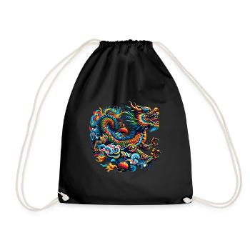 Traditional Chinese Dragon - Drawstring Bag - black - Front
