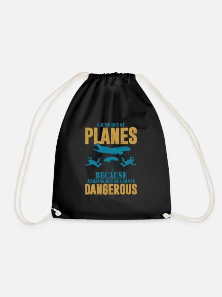 I Jump Out Of Planes Parachute Skydiver - Drawstring Bag - black