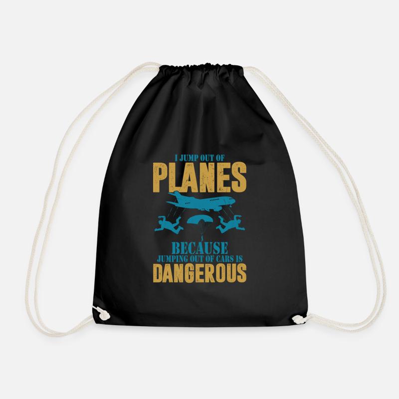 I Jump Out Of Planes Parachute Skydiver - Drawstring Bag - black