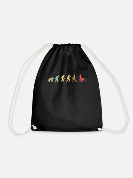 Bike Retro Cycling Evolution Bicycle - Drawstring Bag - black