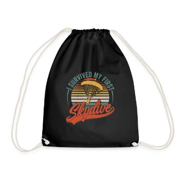 I Survived My First Skydive Parachute Skydiver - Drawstring Bag - black - Front