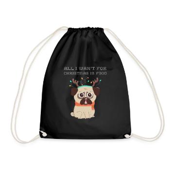 All i want for Christmas is food Funny Dog - Turnbeutel - Schwarz - Vorne