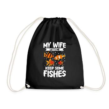 Aquaristics, Fish farming, Aquarists - Drawstring Bag - black - Front