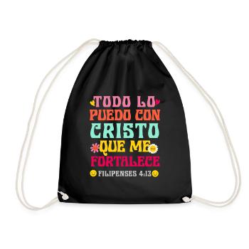Camiseta Cristiana Para Mujer En Espanol Spanish - Drawstring Bag - black - Front