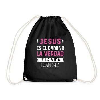 Camiseta Cristiana Para Mujer En Espanol Spanish - Drawstring Bag - black - Front