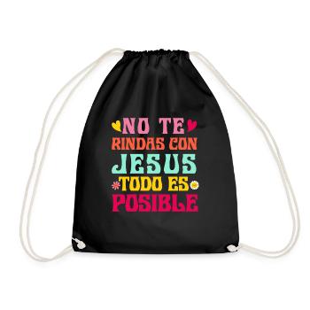 Camiseta Cristiana Para Mujer En Espanol Spanish - Drawstring Bag - black - Front