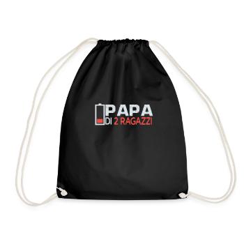 father of 2 sons father son partnerlook dad - Drawstring Bag - black - Front