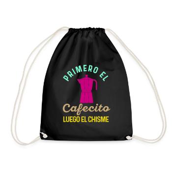 Funny Spanish Shirts Cafecito Cafe Espanol - Drawstring Bag - black - Front