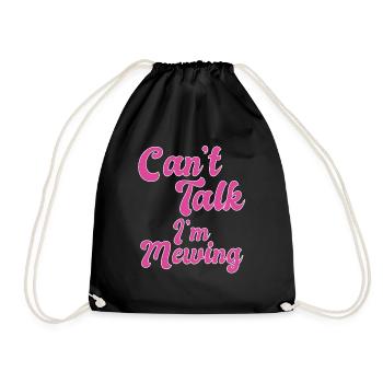Funny Meme Can't Talk Im Mewing Facial Tongue - Turnbeutel - Schwarz - Vorne