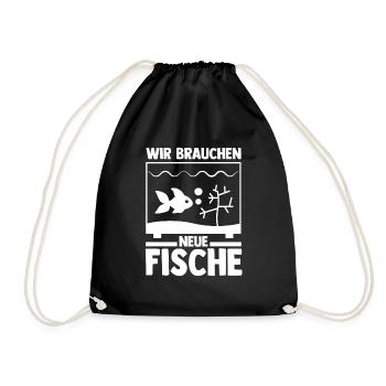 Aquarium Aquaristik Fische - Turnbeutel - Schwarz - Vorne