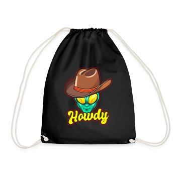 Howdy Alien Cowboy Space UFO Funny Western Rodeo - Turnbeutel - Schwarz - Vorne