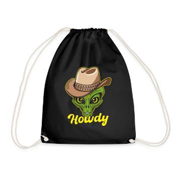 Howdy Alien Cowboy Space UFO Funny Western Rodeo - Turnbeutel - Schwarz - Vorne