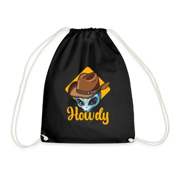 Howdy Alien Cowboy Space UFO Funny Western Rodeo - Turnbeutel - Schwarz - Vorne