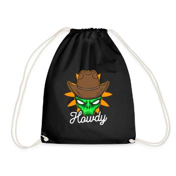 Howdy Alien Cowboy Space UFO Funny Western Rodeo - Turnbeutel - Schwarz - Vorne