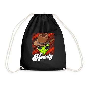 Howdy Alien Cowboy Space UFO Funny Western Rodeo - Turnbeutel - Schwarz - Vorne