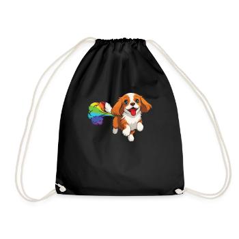 King Charles Cavalier Funny Rainbow Fart - Drawstring Bag - black - Front