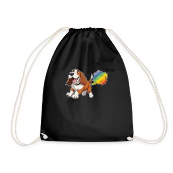 Bassett Hund Witzig Regenbogenfurz - Turnbeutel - Schwarz - Vorne