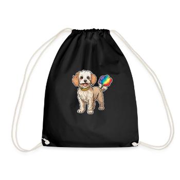 Poodle Cute Rainbow Fart - Drawstring Bag - black - Front
