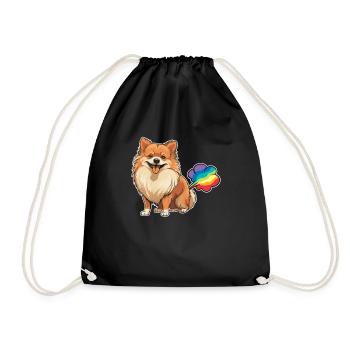 Pomeranian Funny Rainbow Fart - Drawstring Bag - black - Front
