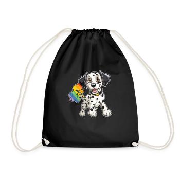 Dalmatian rainbow rainbow fart - Drawstring Bag - black - Front