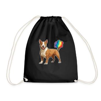 Bull Terrier Pet arc-en-ciel mignon - Sac de sport léger - noir - Devant